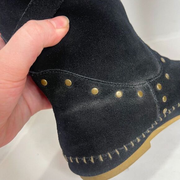 BC Footwear Women's Straight A's Black Suede Moccasin Boots Studded Size 9 - Picture 12 of 12